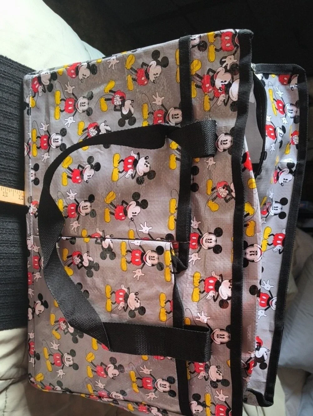 Disney Mickey Mouse Gray Tote Bag with Black Handles